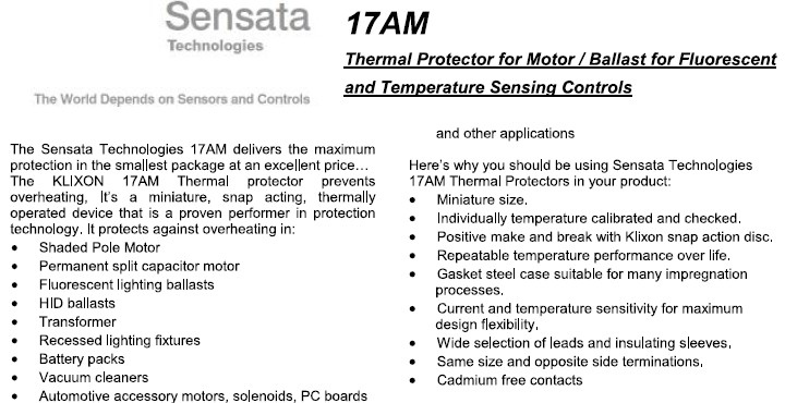 SENSATA森萨塔17AM热保护器